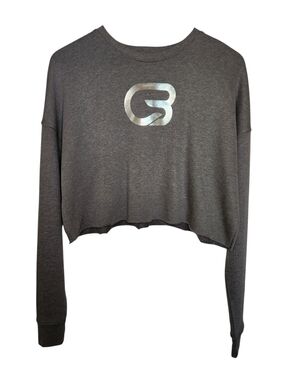 CycleBar Cropped Sweatshirt Gray Logo Pullover Cozy Athleisure Medium